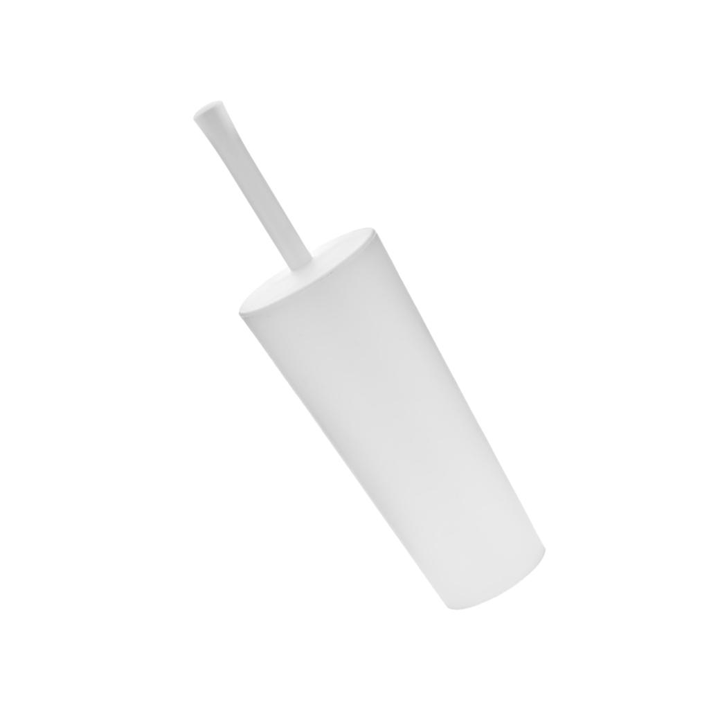 White Round Closed Toilet Brush & Handle