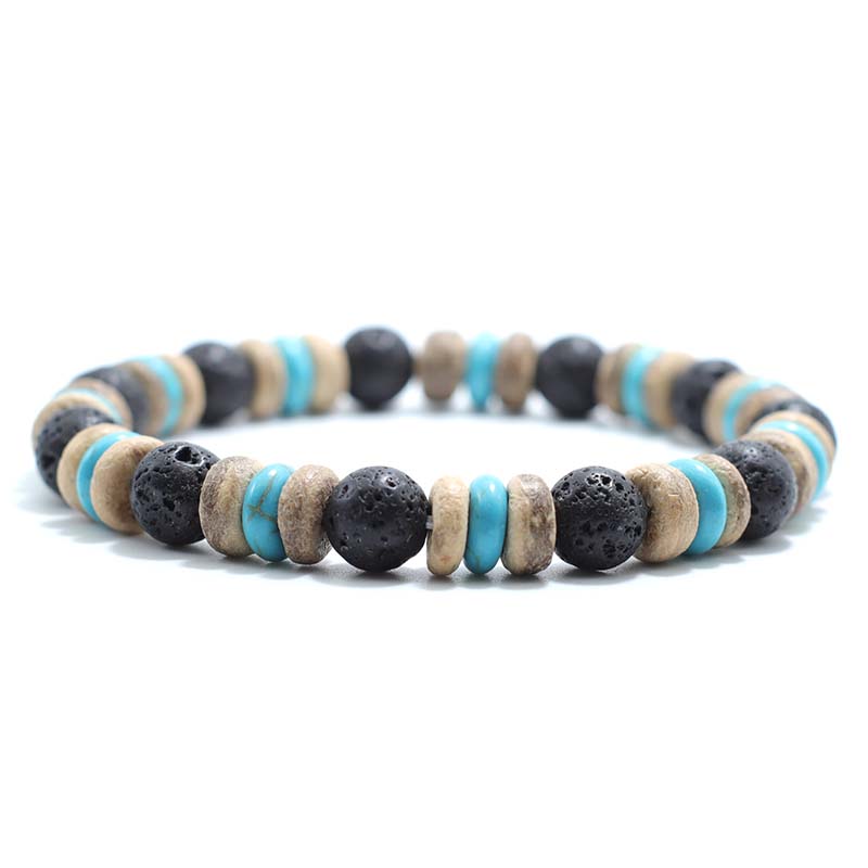

Vintage Wood Beaded Bracelet Mens Natural Lava Obsidian Stone Braslet Yoga Meditation Prayer Jewelry Tiger Eye Braclet Homme лавовый