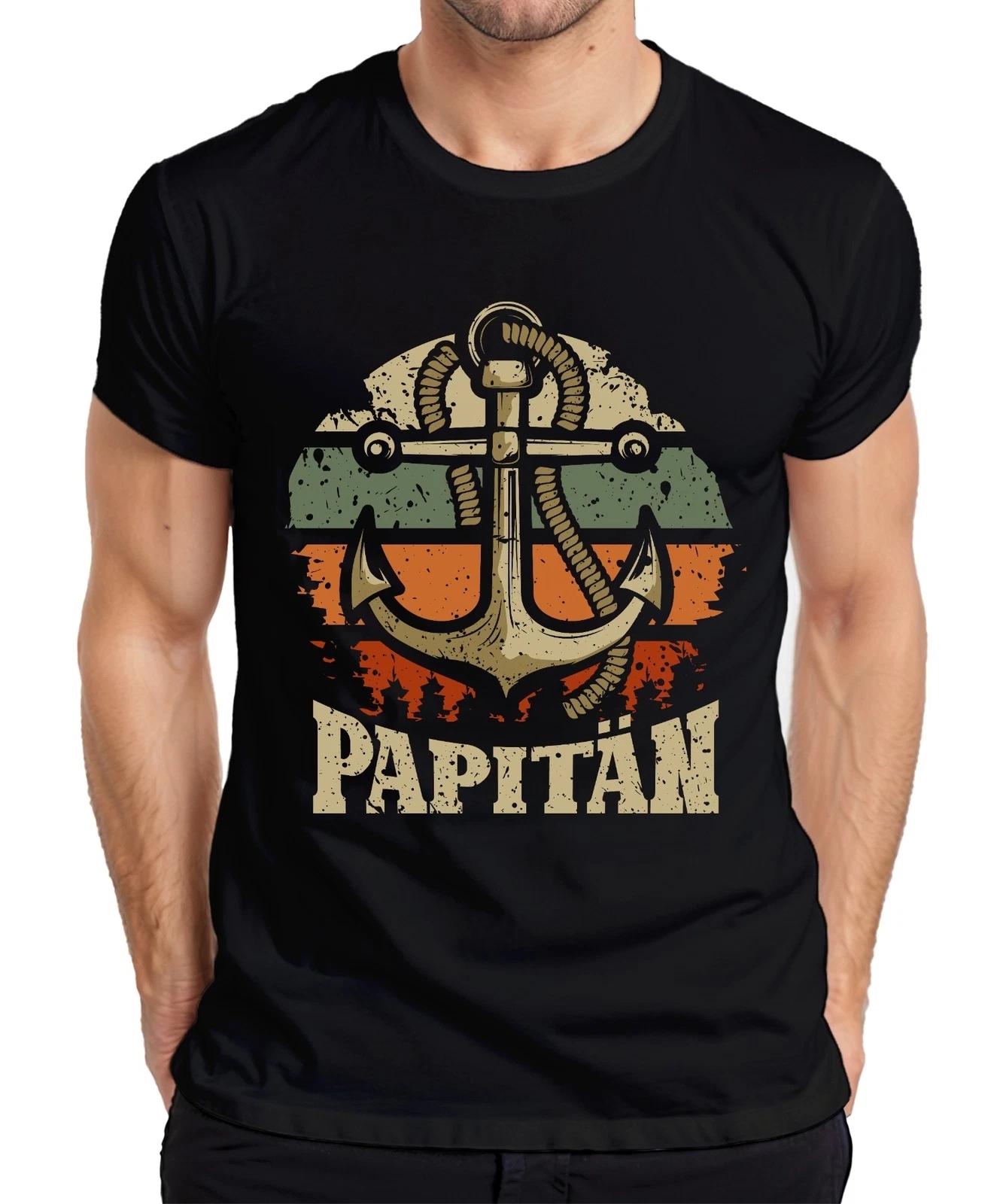 Retro Vintage Papitän Vatertag Norddeutschland Papa Kapitän Anker Herren T-Shirt M