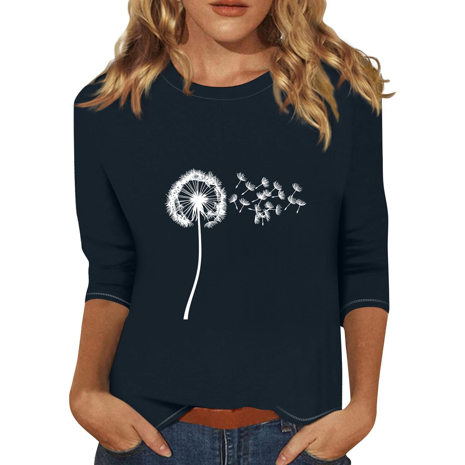 

Женский модный повседневный пуловер с воротником три четверти и принтом L тёмно-синий