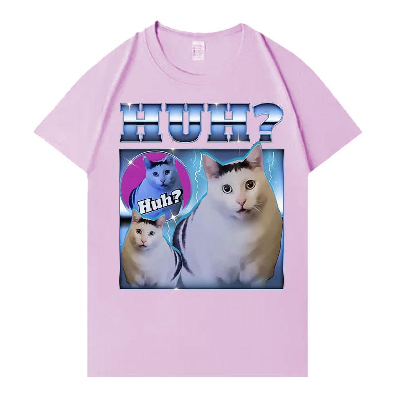 2026 Huh Meme Cat T Shirts Funny UnisexWomen Short SleeveTshirt Trendy Summer Aesthetic ONeck Loose Tops High Quality Tees Shirts