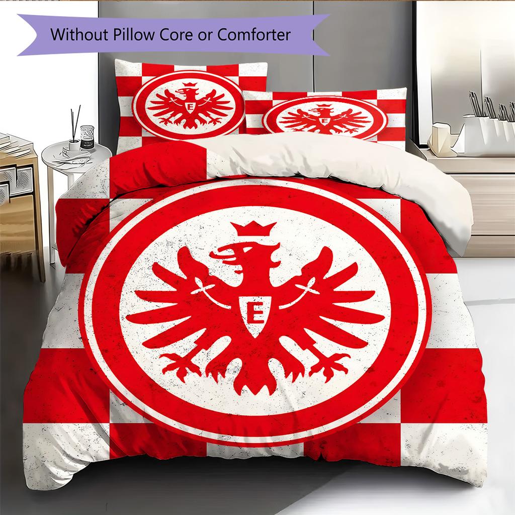 Eintracht Frankfurt Wzór Pościel Kołdra Zestaw Dekoracja Domu Prezent (1 * poszwa na kołdrę + 2 * poszewki na poduszki bez rdzenia)