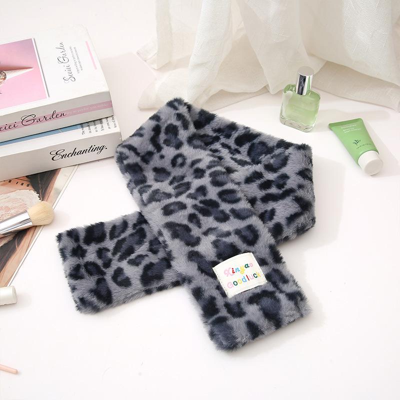 Leopard Print Plush Cosmetic Wash Bag and Warm Scarf Set