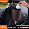 SEAMETAL Universal Car Seat Back Organizer Car Hanging Storage Bag PU Leather Waterproof Drink Holder Cup Holder with Hooks