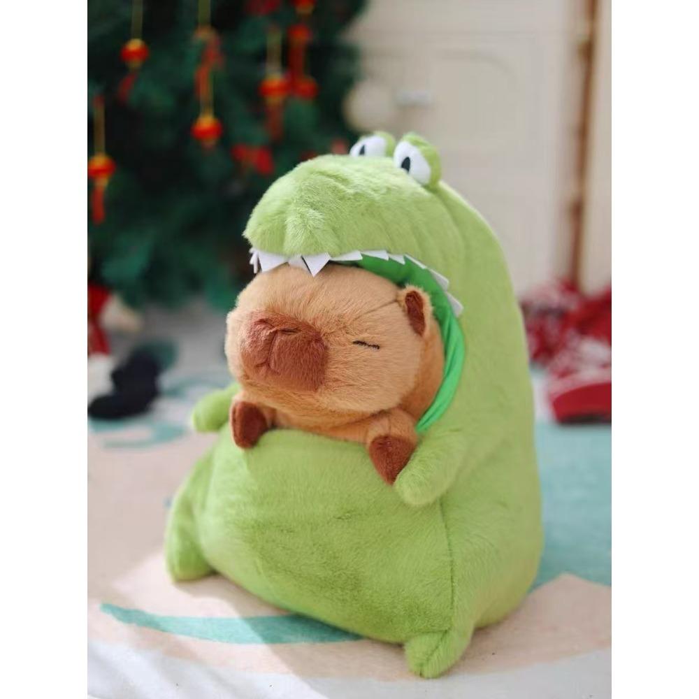 

The new Kapibara dolphin has a dinosaur crocodile guinea pig plush toy turned into a guinea pig crocodile doll to play with 30cm зелёный