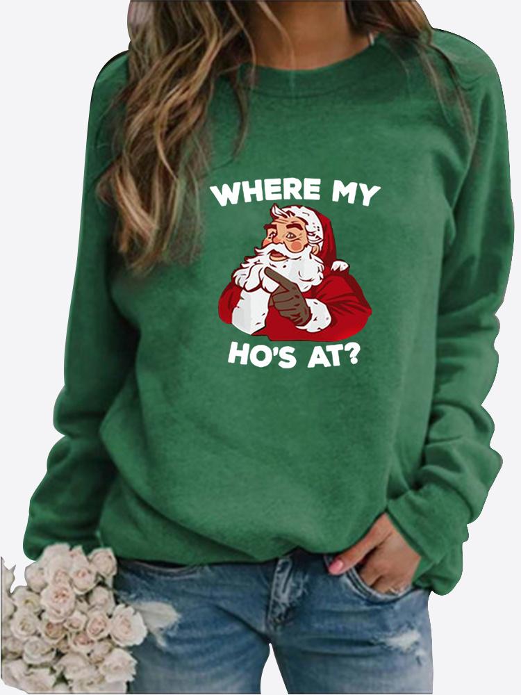 Women's Winter Printed Round Neck Comfortable Sports T-shirt Plus Size Casual Long Sleeve Tops Sweatshirt Printed Sweater Pullover
