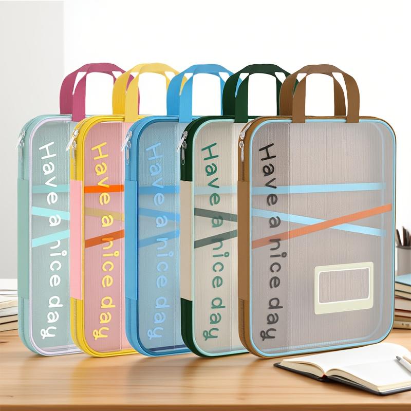 Gradient Mesh A4 File Folder, 4-layer Classified Storage, Portable with Handle, Ideal for Student and Office Use.