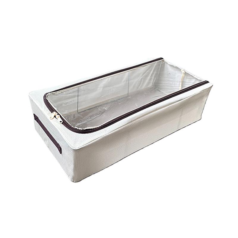 Waterproof PVC Foldable Underbed Shoe Box with Transparent Lid & Steel Frame