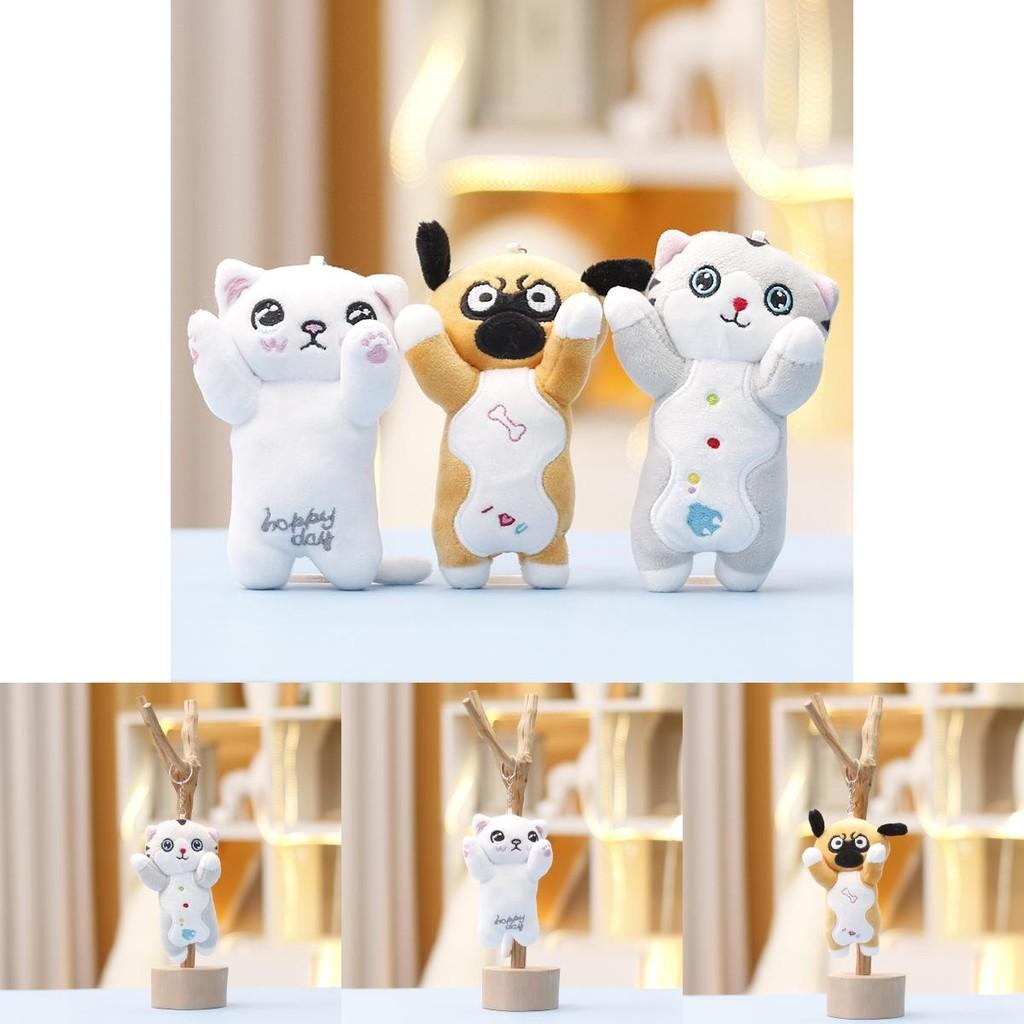 Toy Plush Cat Dog Plush Keychains Pp Cotton Stuffed Plush Toy Bag Hanging Doll