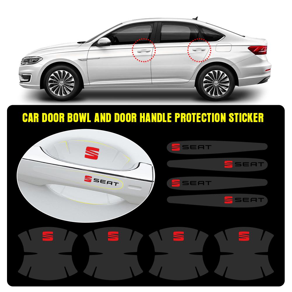 ydsh2 4/8Pcs Car Door Handle Transparent Logo Sticker Protective Film For Seat Leon FR Cupra Ibiza Altea Exeo Formula Racing Alhambra