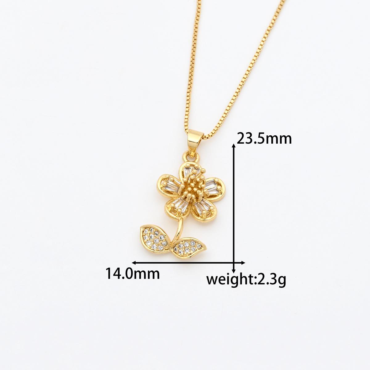 Copper-Plated Gold Flower Pendant Necklace for Women Pendant only