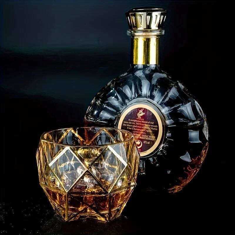 Luxury Whiskey Glass With Golden Line Luxurious Crystal Glasses Painted Brilliant Multi-purpose Wine Cup Beer Cocktail Tumbler