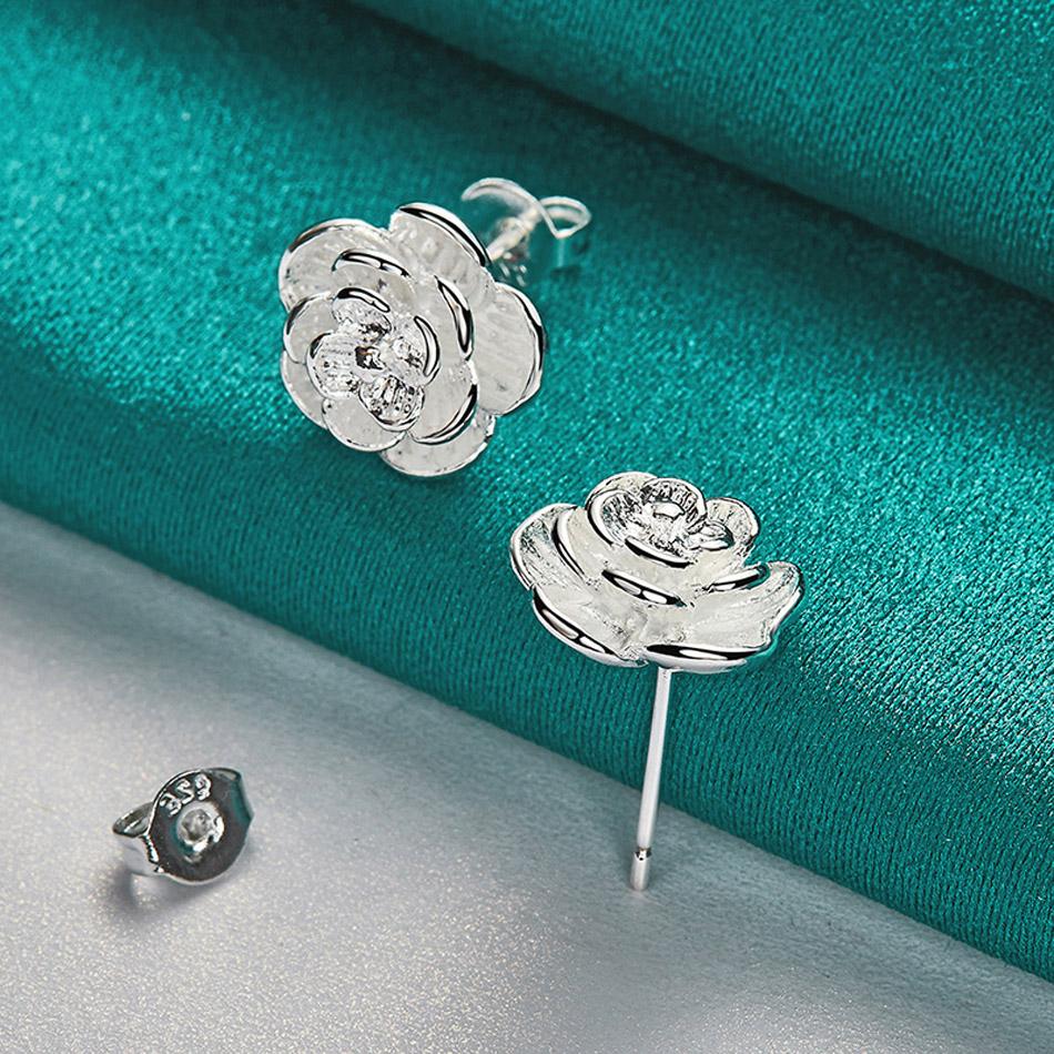 

URMYLADY 925 стерлингового серебра розы серьги гвоздики серьги для женщин очарование модные ювелирные изделия ME353