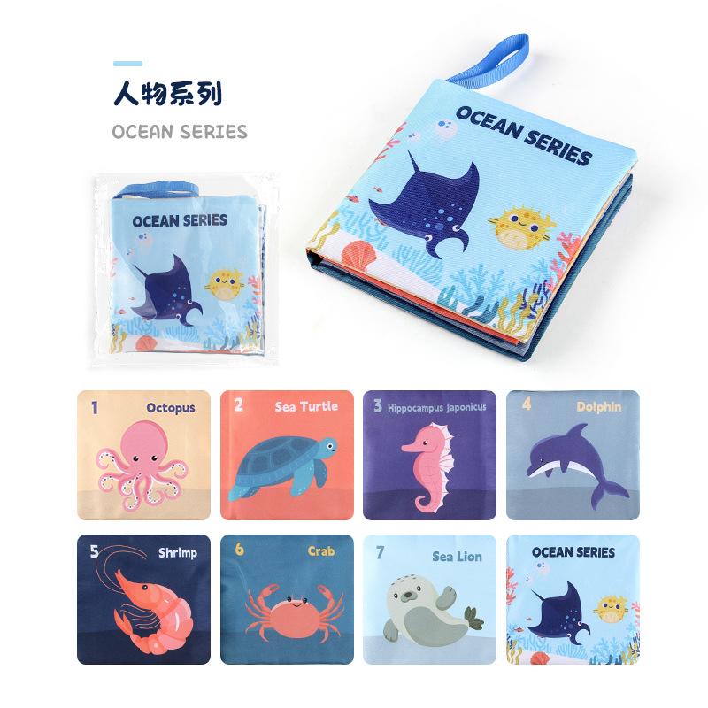 Baby Cloth Book Early Education Toy 4 Pages 8 Sides Palm Book Can Not Be Torn Animal Characters Cognition Baby Cloth Book