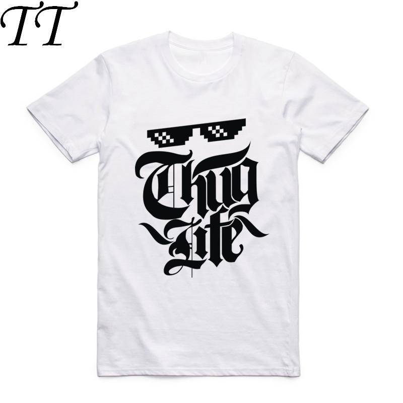 Men Thug Life T-shirt Short Sleeve O-Neck Summer Tupac 2pac Hip Hop Rap Hipster Streetwear Cool