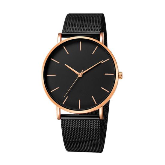 Herren Mesh-Armbanduhr Minimalistische Quarz-Analog-Uhr Einfaches rundes Zifferblatt Armbanduhr für Business Büro Freizeit