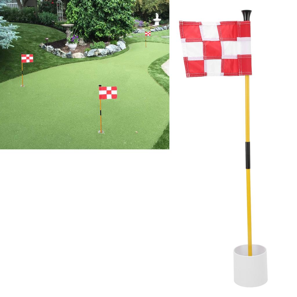 Golf Pin Flag Lochbecher Set für Mini Putting Green Flaggenstock Hof Übungszubehör Tragbar 2