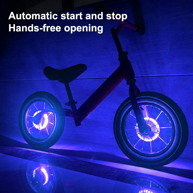 LED Bicycle Wheel Light Auto On Off Rechargeable Waterproof Front Tail Hub Lamp for Night Road Cycling Safety