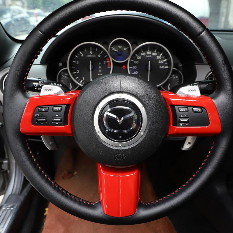 For Mazda MX-5 NC 2009-2014 ABS Carbon Fiber Car Steering Wheel Button Decorative Frame Sticker Car Interior Accessories