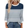 Women's Fashion Casual Round Neck 3/4 Sleeve Loose  Printed T-Shirt Ladies Top