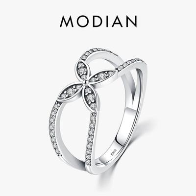 MODIAN Authentic 925 Sterling Silver Elegant Butterfly Ring For Women Plant Flower Ring Fine Jewelry Wedding Anniversary Gift