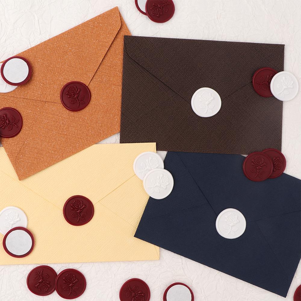 50Pcs Rose Wax Seal Stickers, Round Roses Seal for Envelope, Easy To Use and Good Adhesion Envelope Stickers, Wedding Invitation