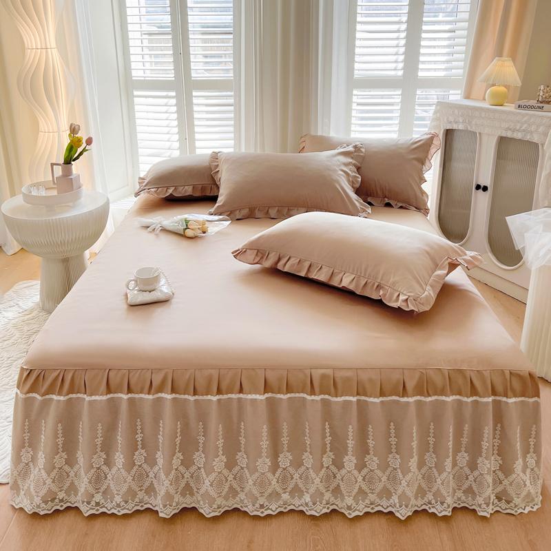 Luxury Lace Bed Cover Queen/King Size Bed Sheet Skirt Solid Color Plain Bed Skirts for Doubel Bed (pillowcase Need Order)
