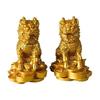 Pair of Kirin Ornaments, Golden, Made of Synthetic Resin, Mini Lucky Charms, Financial Luck, Feng Shui, Interior, Good Luck, Entrance, Study Room,