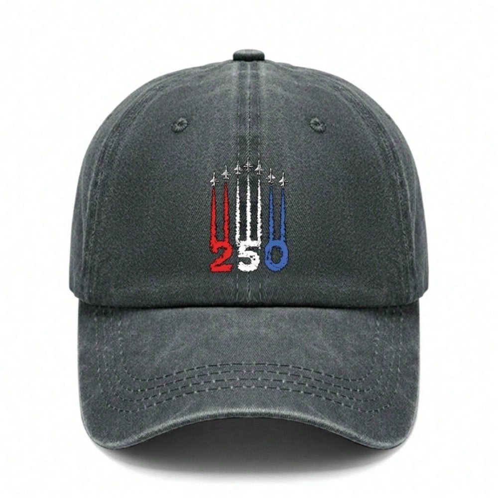 [Patriotic Baseball Cap] 250Th Anniversary Jet Formation Print Polyester Adjustable Hat Lightweight Curved Brim Casual Outdoor Sports - Dad Hat,