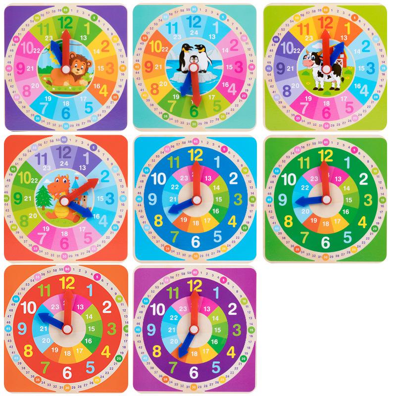 Wooden Multi-color Educational Clock for Children – Teaching Aid & Brain-Teasing Toy
