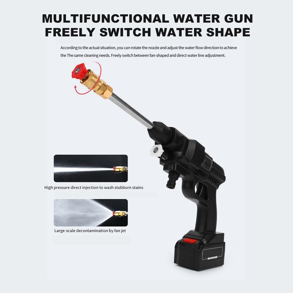 24/36V 300-500W Cordless Car Washer Gun High Pressure Handheld Auto Spray Powerful Car Wash Garden Water Jet 20000mAh Battery