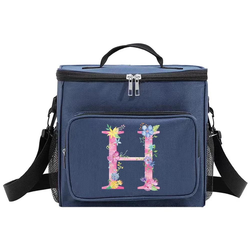 Lunch Box Cooler Organizer Case Thermal Handbag Waterproof Outdoor Travel Shoulder Lunch Bag for Men and Women Pink Pattern