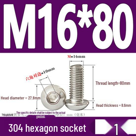 ISO7380 Stainless Steel Hex Drive Dome Head Screws - M2 to M16