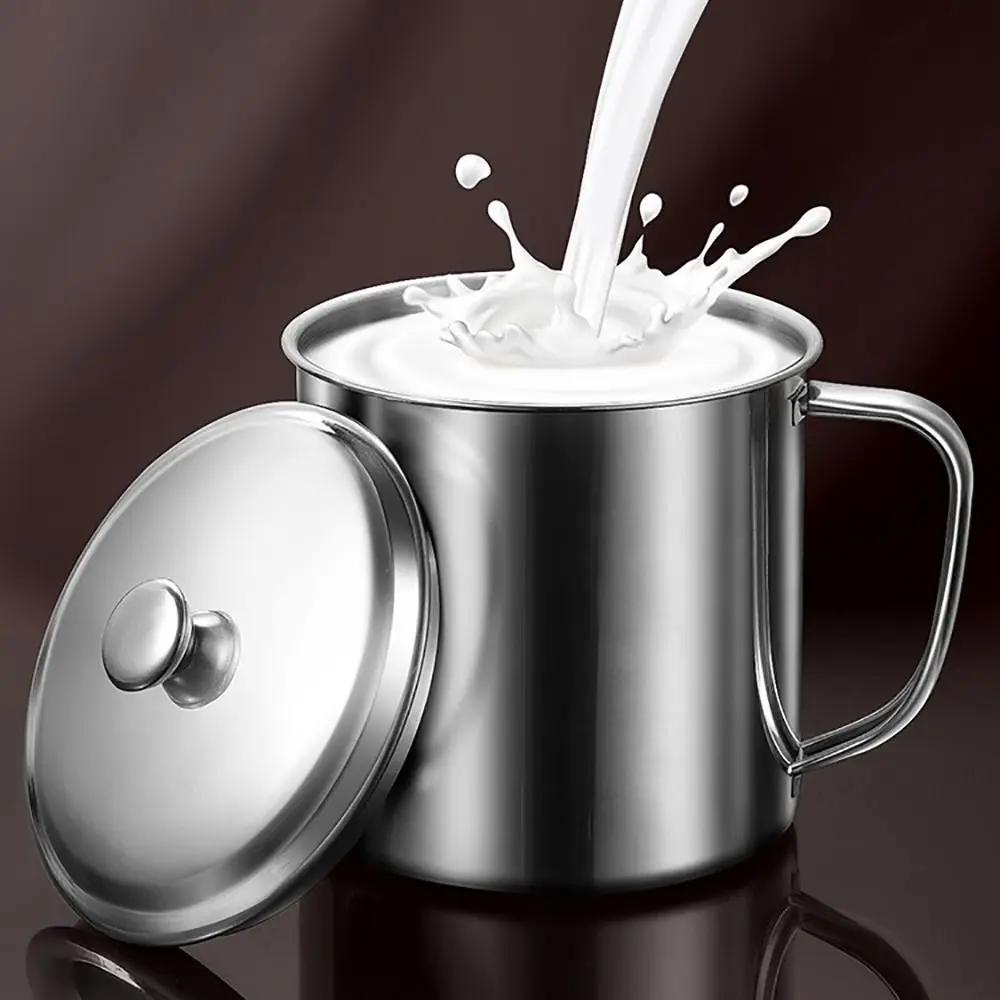 New 350-1250ml Mug Handle Design With Lid Tea Cup 304 Stainless Steel Drinkware Camping