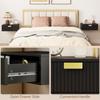 Modern Floating Nightstands Set of 2, Wall Mounted Bedside Tables with Wave Drawer Black