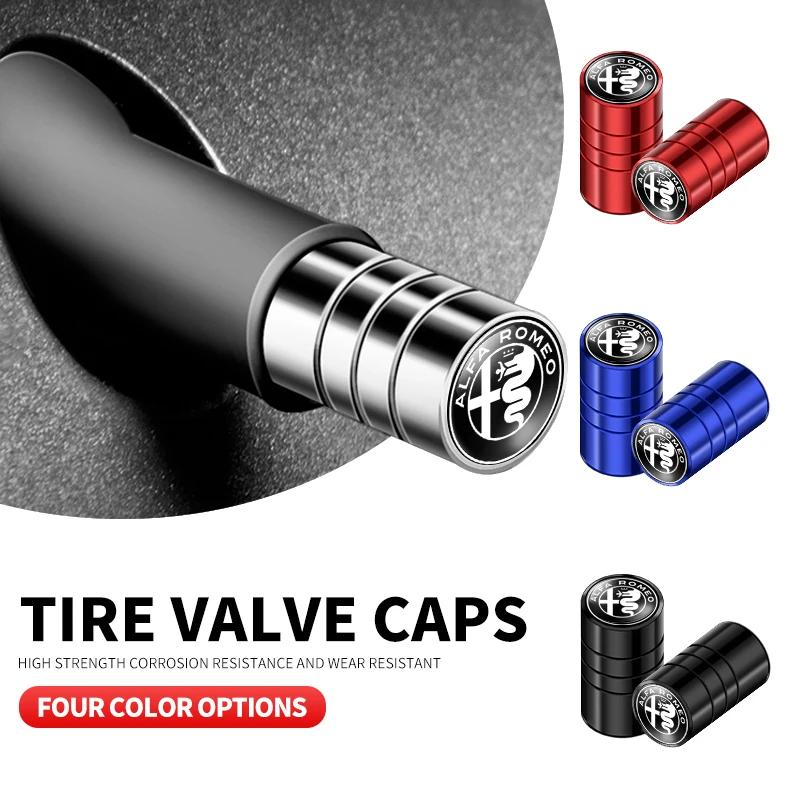 4Pcs 3D Aluminum Car Wheel Tire Air Valve Dust Caps For Alfa Romeo Giulia Stelvio Giulietta 156 159 147 Mito Tonale Brera Dis wzvc44