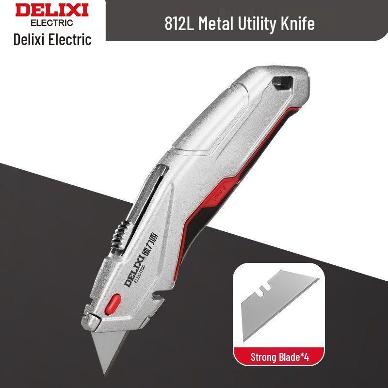 Heavy-Duty Industrial Folding Utility Knife with Thick All-Steel Retractable Blade for Electricians and Cable Work.