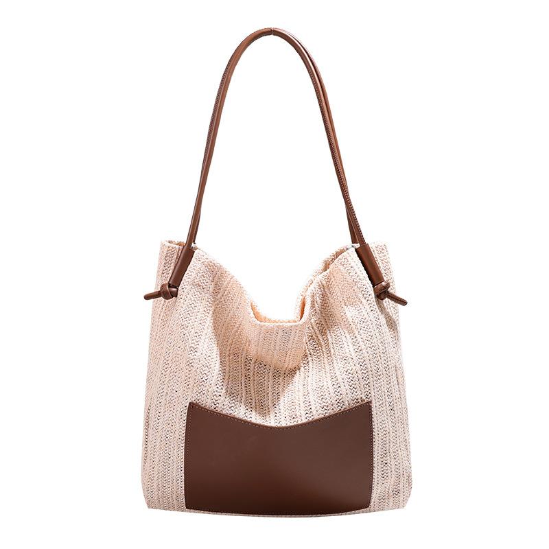 

Women s bags Japanese and Korean exquisite woven pu contrasting colors women s underarm shopping bags 23 summer new women s shoulder handbags