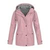 VEZFAA Damenmode Casual Plaid Print Herbst Winter Langarm Kapuzenjacken & Mäntel