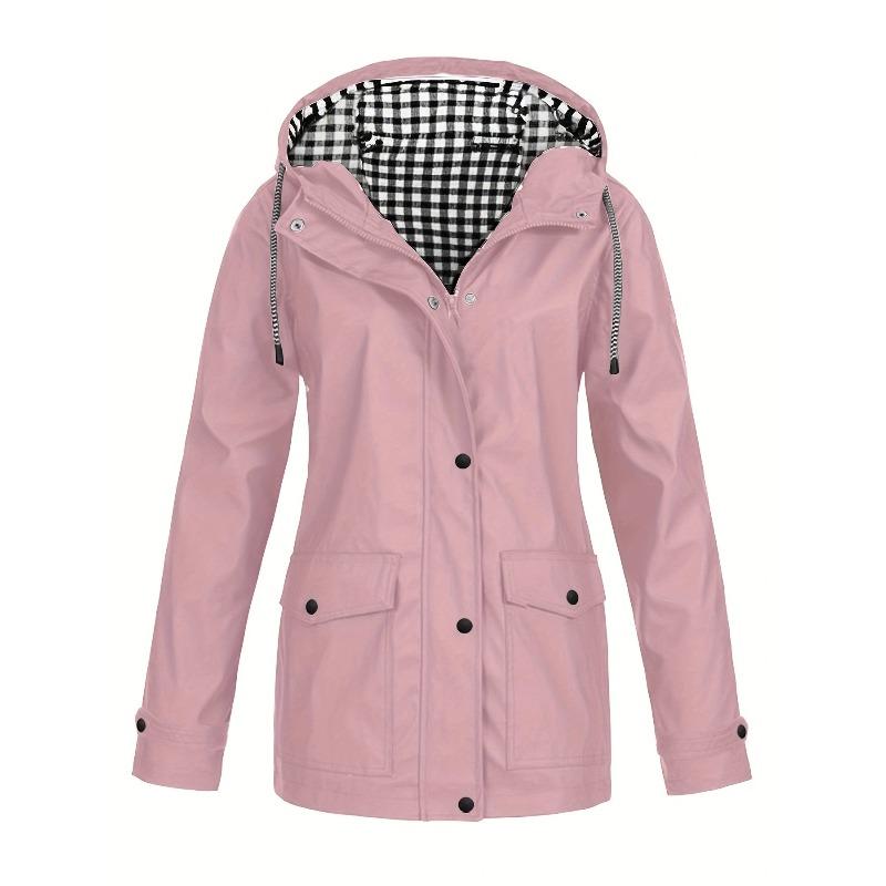VEZFAA Damenmode Casual Plaid Print Herbst Winter Langarm Kapuzenjacken & Mäntel