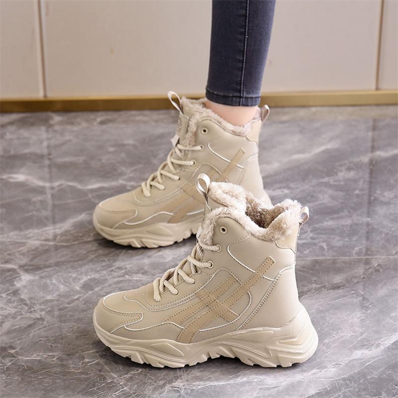 Fashion New Women's Snow Boots Fleece-Lined Warm Trainers Soft Cushioning Casual Trainers for Women Versatile Cotton Shoes