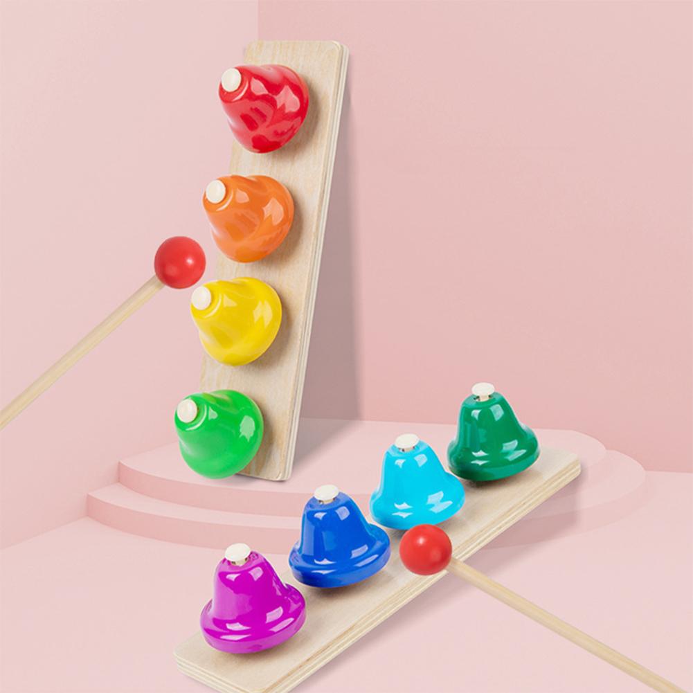 Desk Bells For Kids 8 Colorful Hand Bells Set Wooden Musical Instrument Birthday Christmas Gift For Girls Boys