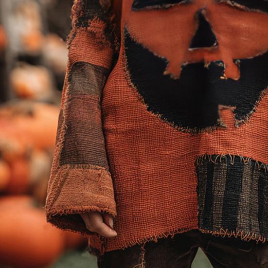 Dámský pulovr s grafickým potiskem s výstřihem do V, ležérní pletená mikina s dlouhým rukávem, nadměrná, s trhlinami, vintage, podzimní topy