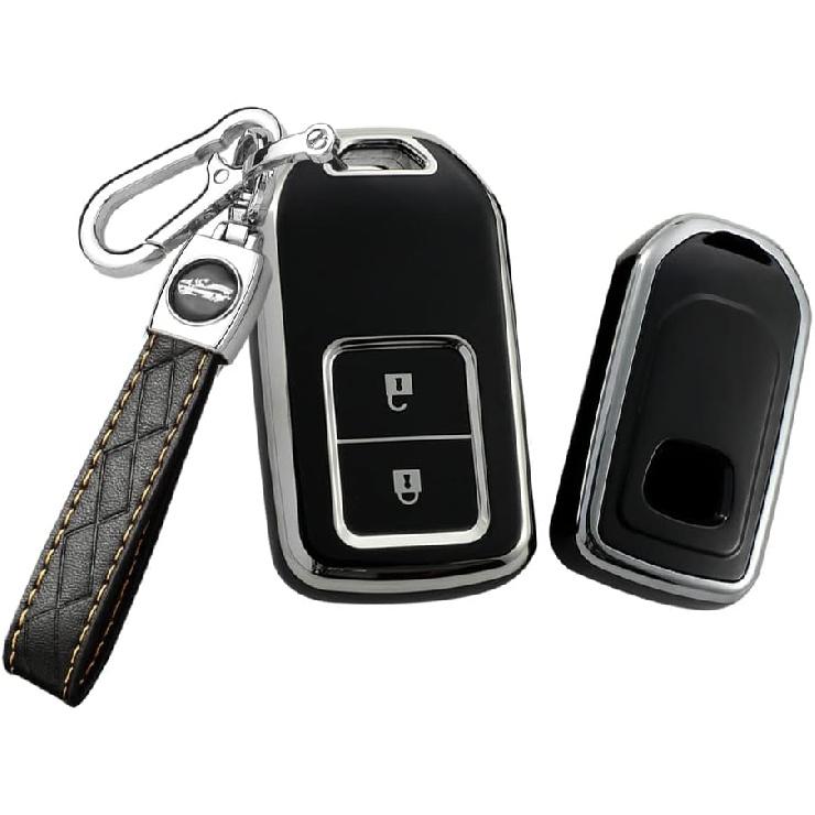 HIBEYO 2 Button Key Fob Cover for Honda CR-V HR-V Odyssey Vezel Crosstour Spirior Jade Crider Civic CRV Avancier URV Acura CDX ILX Accessories with