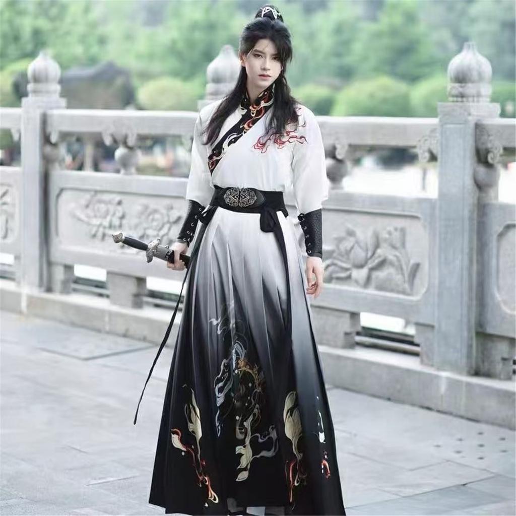 Chinese Song Dynasty Style Hanfu For Male Chivalrous Style Black Daily Suit