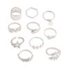 Combination Ring, Fashionable Love Leaf Five-Pointed Star Point Diamond Opening 10-Piece Set Ring Jewelry