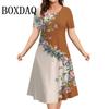 Sommer Damenkleider 3D Kunstblumen Aufdruck Kurzarm Kleidung Elegantes Lockeres A-Linienkleid Mode Damen Übergröße Kleid