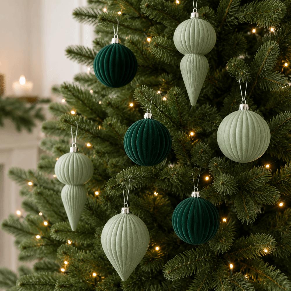 6Pcs/Set Velvet Christmas Tree Ornaments Shatterproof Christmas Decoration Holiday Decor