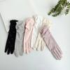 1 Pair Floral Print Anti-slip Palm Driving Gloves Full Finger Lace Stitching Wrist Extended Girls Outdoor Riding Sunscreen Mittens Cycling Accessories