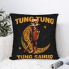 Tung Tung Tung Sahur Federa Quadrata Brainrot Italiano Federe Cuscini Fantastica Decorazione in Poliestere Federa per Cuscino per Casa x